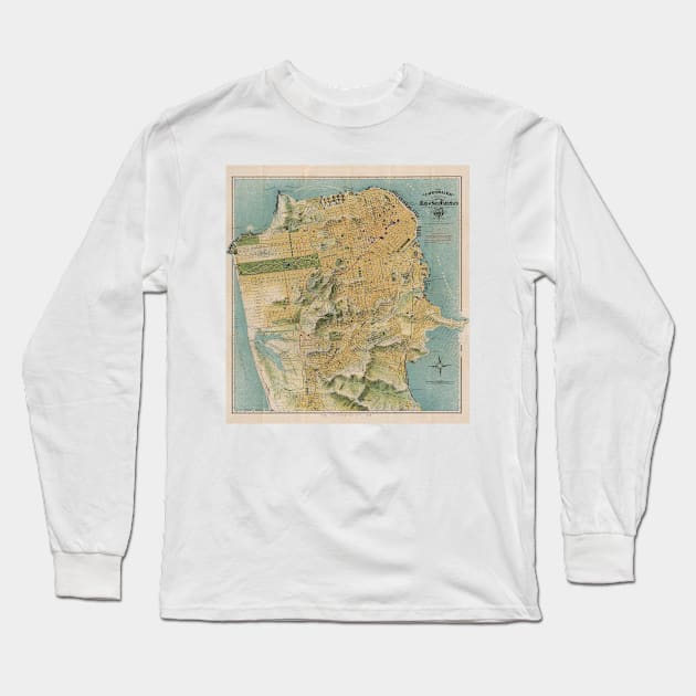 Vintage Map of San Francisco (1915) Long Sleeve T-Shirt by Bravuramedia